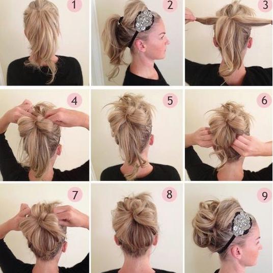 Chignon facile cheveux mi longs