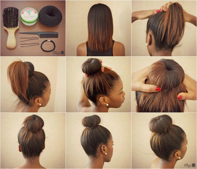 Chignon avec donut cheveux court