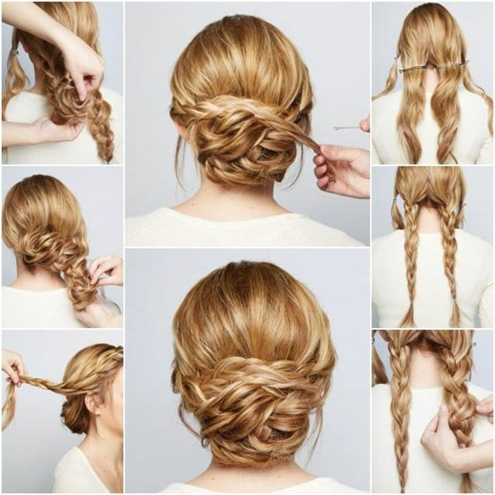 Coiffure avec tresse et chignon