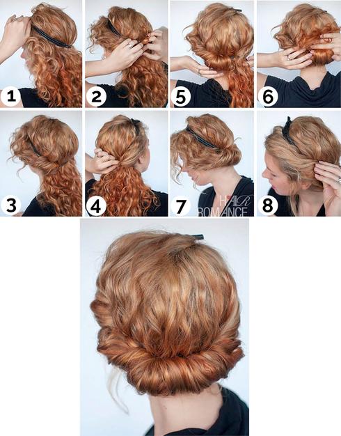 Chignon cheveux bouclés courts