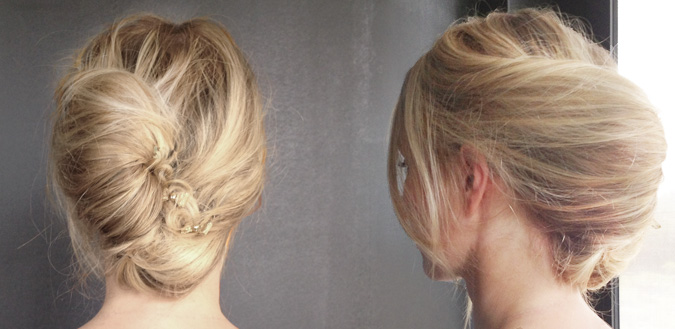 Chignon banane cheveux mi long