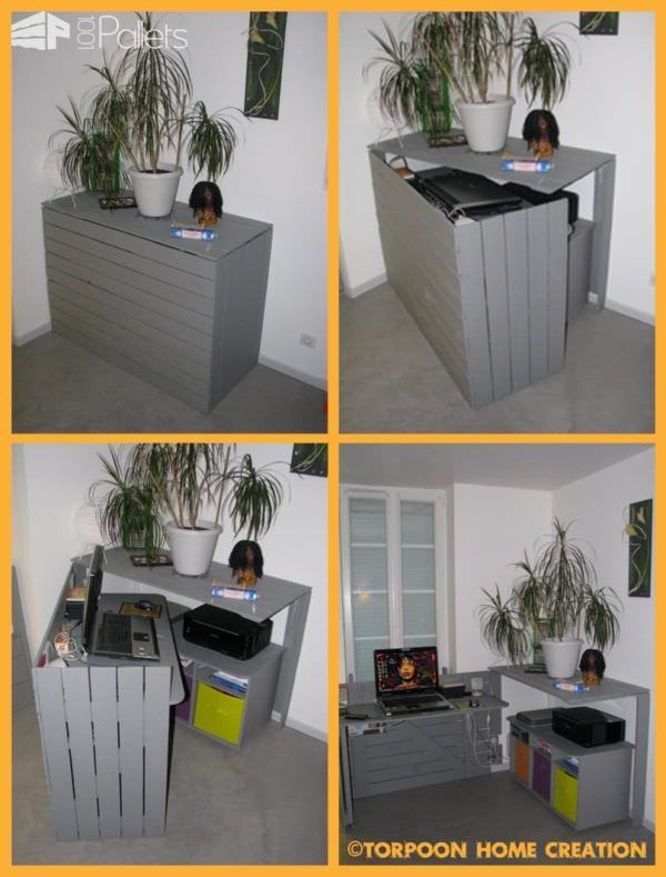 Bureau caché dans un meuble