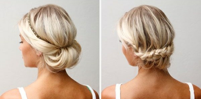 Chignon décoiffé cheveux mi long